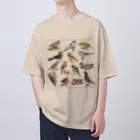 Hick3desuの野鳥集合イラストB オーバーサイズTシャツ