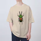 昆虫画のニジイロクワガタ オーバーサイズTシャツ