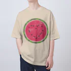 西瓜珈琲の西瓜の輪切りハート オーバーサイズTシャツ