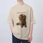 hoimisoの不服そうなペシャンコ猫のあおたろ オーバーサイズTシャツ