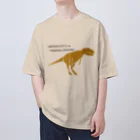 NIKORASU GOの恐竜ティラノサウルスTシャツ「鬼さんこちら手のなるほうへ」 Oversized T-Shirt