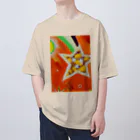 🐶シュナといろいろ🎨の流れ星　(オレンジ) オーバーサイズTシャツ