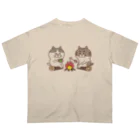 目つきの悪い猫＠いけやけいのキャンプにゃんこ オーバーサイズTシャツ