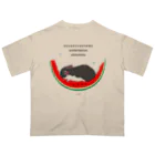 teruteQ chinchilla illustrator suzuri店のすやすや西瓜チンチラ オーバーサイズTシャツ