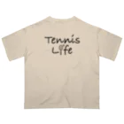 sports_tower スポーツタワーのテニス・TENNIS・ライフ・筆記文字・アイテム・デザイン・ラケット・ガット・イラスト・スポーツ・Tシャツ・サーブ・男子・女子・かっこいい・かわいい・選手・画像・ボール・王子・応援 オーバーサイズTシャツ