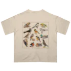 Hick3desuの野鳥集合イラストB オーバーサイズTシャツ