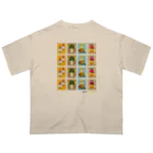 Quatre Illustrationのキャトル切手_お野菜ファッションB 4×4 オーバーサイズTシャツ