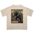 HappyFaceMarketのゴジラになりたい猫 CATZILLA Oversized T-Shirt