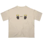 ビールとアート TM-3 Designの名画 × BEER（ムンクの叫び・Wムンク）黒線画 Oversized T-Shirt