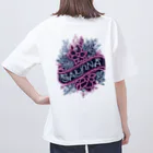 N SAUNA LOGOのネオン風花柄サウナロゴ11　花柄ver.4 Oversized T-Shirt