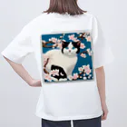 トカゲの猫浮き絵（春） オーバーサイズTシャツ