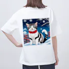 トカゲの猫浮き絵（冬） オーバーサイズTシャツ