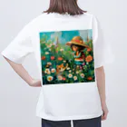 AQUAMETAVERSEのお花畑に囲まれる猫ちゃんと私 アメジスト 2846 Oversized T-Shirt