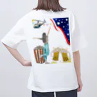 のんきな木のビール大好きアメリカン女の子 オーバーサイズTシャツ