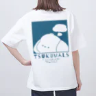 つくも町のお土産屋さんのPOPななべいぬT（青） Oversized T-Shirt
