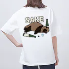 カモシカ亭のタヌキと日本酒 オーバーサイズTシャツ