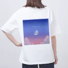 ヨミミの宇宙SHOPのパステルピンク_三日月_dot Oversized T-Shirt