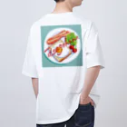   KOIZUMI CHIAKI shopの前面ロゴ入り裏面朝食Tシャツ! Oversized T-Shirt