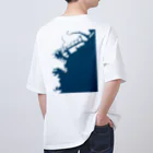 cuuyabowの横浜港　藍色・Back オーバーサイズTシャツ