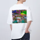 ShuszloのFlamingos covered with color  オーバーサイズTシャツ