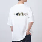  藤ねこりえ/ 𝙁𝙐𝙅𝙄𝙣𝙚𝙘𝙤𝙧𝙞𝙚の犬猫綱引き　チーム犬 オーバーサイズTシャツ