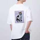 nekousagi*∩..∩のトラミ兄ちゃん自画像？ラベンダー【nekousagi*∩..∩ロゴ入り】 オーバーサイズTシャツ