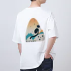 aokitaの【BLUE NORTH】キャットシルエットデザイン Oversized T-Shirt