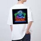 N SAUNA LOGOのネオン風サウナロゴ2 オーバーサイズTシャツ