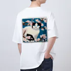 トカゲの猫浮き絵（春） オーバーサイズTシャツ