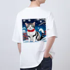 トカゲの猫浮き絵（冬） オーバーサイズTシャツ