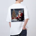 Blue: ユニークな雑貨の宝庫の限定アイテム-for Christmas トナカイサンタ Oversized T-Shirt