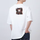 おだんきデザインの冬を楽しむキジトラさん Oversized T-Shirt