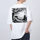 SAR0620の春の訪れを祝う切り絵アート オーバーサイズTシャツ