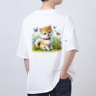 ふわふわショップの柴犬「まめ太」のキャラクターグッズです！ オーバーサイズTシャツ