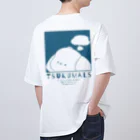 つくも町のお土産屋さんのPOPななべいぬT（青） Oversized T-Shirt