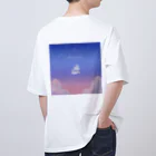 ヨミミの宇宙SHOPのパステルピンク_三日月_dot オーバーサイズTシャツ