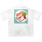   KOIZUMI CHIAKI shopの前面ロゴ入り裏面朝食Tシャツ! Oversized T-Shirt