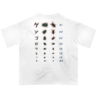 【予告】6月3日(土) #SUZURIのTシャツセールスタート！！！★kg_shopの[☆両面] ゲンゴロウどっち【視力検査表パロディ】 Oversized T-Shirt