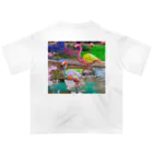 ShuszloのFlamingos covered with color  オーバーサイズTシャツ