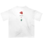 shiga-illust-sozai-goodsの赤こんにゃく 背面 〈滋賀イラスト素材〉 オーバーサイズTシャツ
