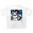 トカゲの猫浮き絵（冬） オーバーサイズTシャツ