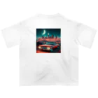 レモングラスの赤色のアメリカ車　ノスタルジック オーバーサイズTシャツ