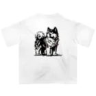 AREの秋田犬くん【大人気の粗絵シリーズ】 オーバーサイズTシャツ