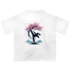 Yutaka_Hのハイキック背景桜Tシャツ Oversized T-Shirt