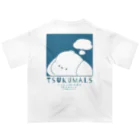 つくも町のお土産屋さんのPOPななべいぬT（青） Oversized T-Shirt