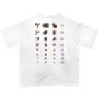 ★SUZURIのTシャツセール開催中！！！☆kg_shopの[★バック] ゲンゴロウどっち【視力検査表パロディ】 Oversized T-Shirt