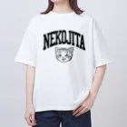 nya-mew（ニャーミュー）の猫舌カミングアウト_グレー オーバーサイズTシャツ