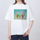 tan8denchiのNIGHT POOL_blue オーバーサイズTシャツ