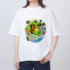 Cody the LovebirdのChubby Bird セキセイインコの妖精 Matcha 一緒に森を守ろう！ オーバーサイズTシャツ