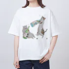 トコロコムギのべろべろにゃんこ オーバーサイズTシャツ